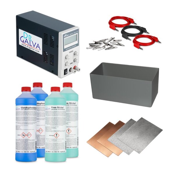 Bright Copper + Nickel Set - Complete set for copper and nickel plating for bath electroplating