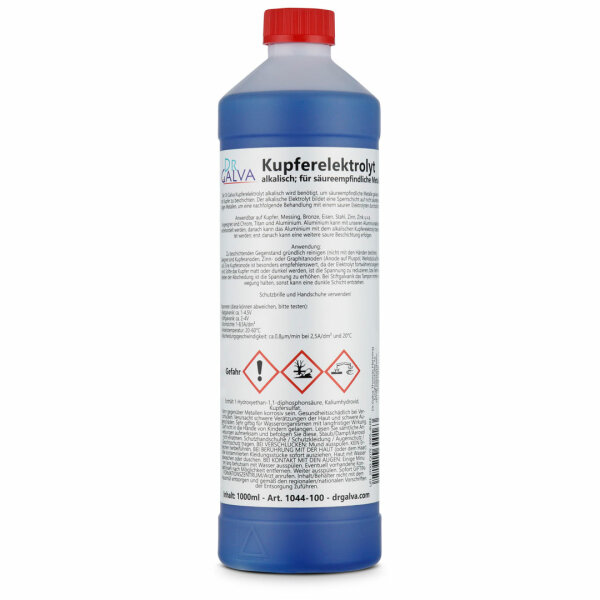 Copper plating solution alkaline - for acid-sensitive materials