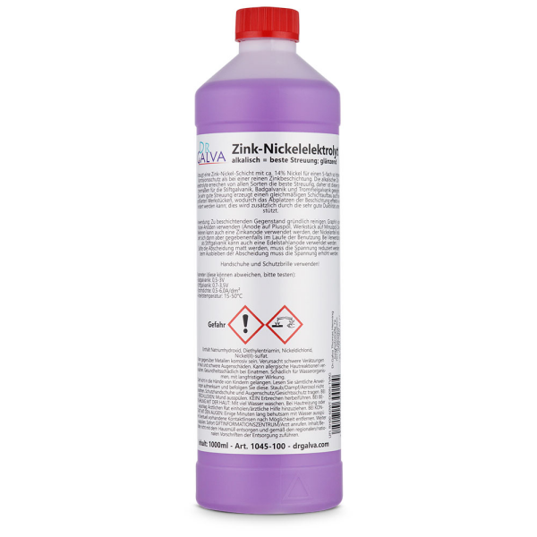 Zinc-nickel plating solution glossy - Zinc electrolyte with higher corrosion protection