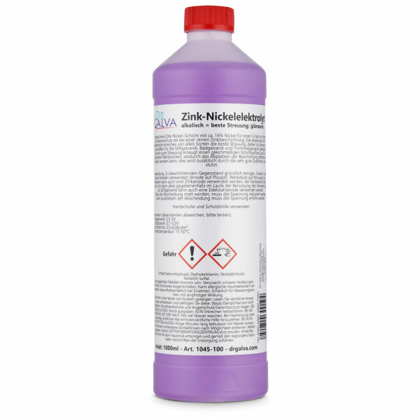 Zinc-nickel plating solution satin - Zinc electrolyte with higher corrosion protection